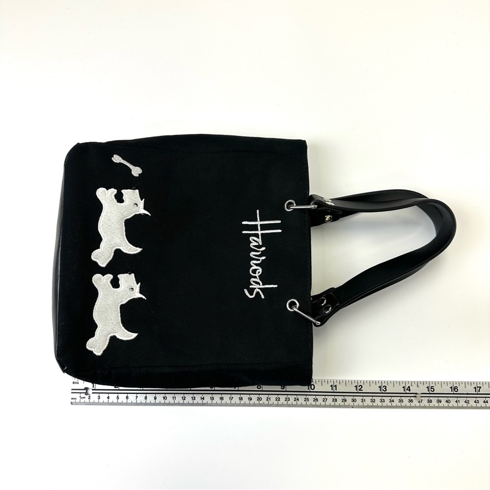 Harrods Scottie Dog Mini Tote canvas double handle zip top Knightsbridge bag - Picture 8 of 12